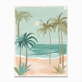 Beach Scene With Palm Trees Canvas Print