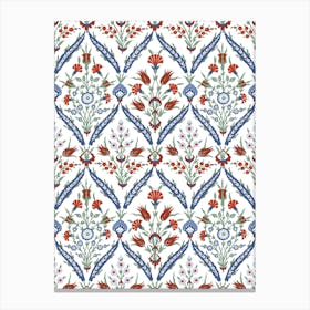 Turkish Floral Pattern — Iznik Turkish pattern, floral decor Canvas Print