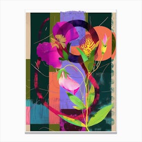 Sweet Pea 2 Neon Flower Collage Canvas Print