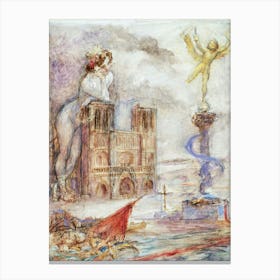 woman and castle Canvas Print