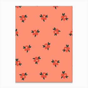 Little Blossom Floral Print - Red and Coral Canvas Print