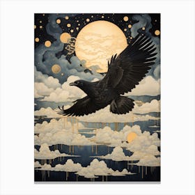 Raven 3 Gold Detail Painting Canvas Print