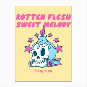 Rotten Flesh Sweet Melody Death Metal Inspired - Skull With A Candle Canvas Print
