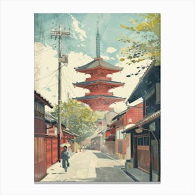 Osaka Japan 2 Retro Illustration Canvas Print