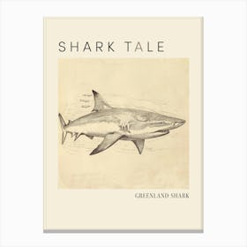 Greenland Shark Vintage Illustration 2 Poster Canvas Print