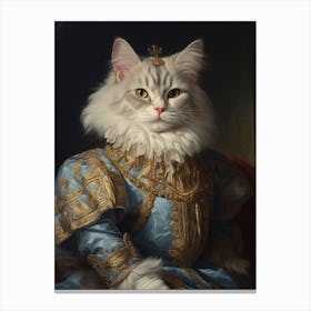Cat In Medieval Clothing Rococo Inspired Painting 1 Canvas Print