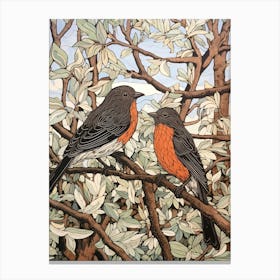 Art Nouveau Birds Poster Cowbird 4 Canvas Print