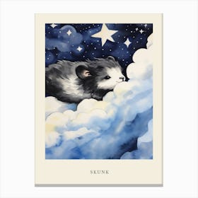 Baby Skunk 2 Sleeping In The Clouds Nursery Poster Canvas Print
