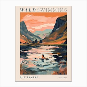 Wild Swimming At Buttermere Cumbria 3 Poster Canvas Print