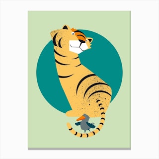 Friends Tiger and Bird Canvas Print