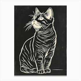 American Shorthair Linocut Blockprint 4 Canvas Print