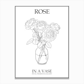 Rose In A Vase Line Drawing 5 Poster Canvas Print