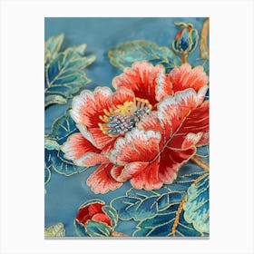 Chinese Embroidered Flower Canvas Print