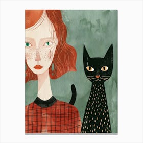 Girl With Cat 5 Canvas Print