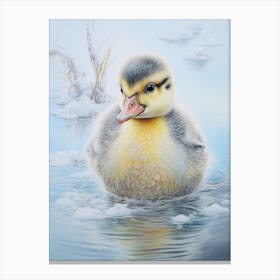 Icy Duckling Pencil Illustration 2 Canvas Print