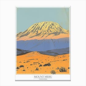 Mount Meru Tanzania Color Line Drawing 7 Poster Canvas Print