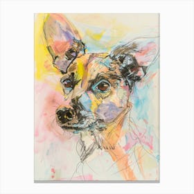 Colourful Portuguese Podengo Pequeno Dog Abstract Line Illustration 1 Canvas Print