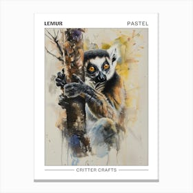 Lemur Pastel Watercolour 3 Poster Canvas Print