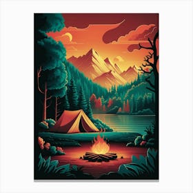 Campfire At Sunset Canvas Print