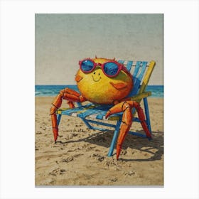 Crab Beach Chair Canvas Print