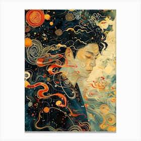 Whimsical Asian Man In Deep 1 Canvas Print