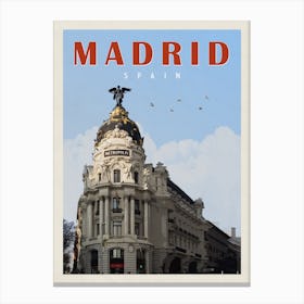 Madrid Spain Travel Poster Canvas Print