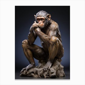 Thinker Monkey Statue 1 Canvas Print