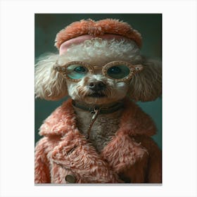 Poodle In Glasses Canvas Print