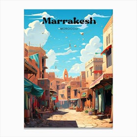 Marrakesh Morocco Market Travel Art Illustration Canvas Print