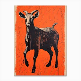 Goat, Woodblock Animal Drawing 2 Canvas Print