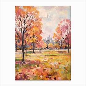 Autumn City Park Painting Parc De La Tete D Or Lyon France 3 Canvas Print