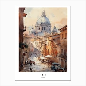Italy, Rome 2 Watercolor Travel Poster Canvas Print