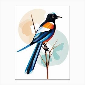 Colourful Geometric Bird Magpie 1 Canvas Print