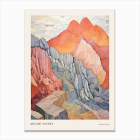 Mount Dickey United States Colourful Mountain Illustration Poster Canvas Print