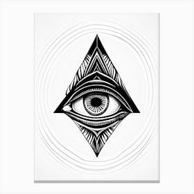 Consciousness, Symbol, Third Eye Simple Black & White Illustration 1 Canvas Print