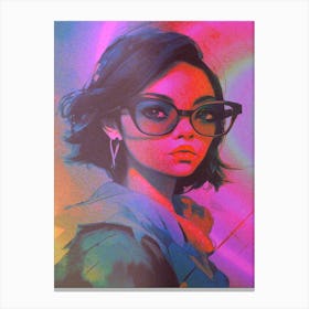 Fiber Optic Girl With Glasses Canvas Print