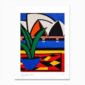 Sydney Opera House Australia Matisse Style 3 Watercolour Travel Poster Canvas Print