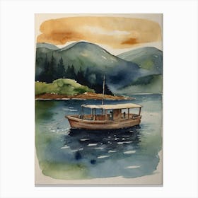 Boat On The Lake Canvas Print