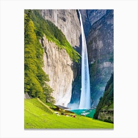 Lauterbrunnen Valley Waterfalls, Switzerland Majestic, Beautiful & Classic (2) Canvas Print