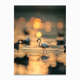 Flamingo At Sunset.Generated AI. Art Print 1 Canvas Print