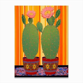 Mexican Style Cactus Illustration Opuntia Fragilis Cactus 1 Canvas Print