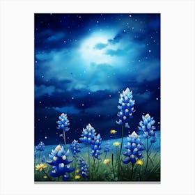 Bluebonnet Wildflower With Starry Sky (1) Canvas Print