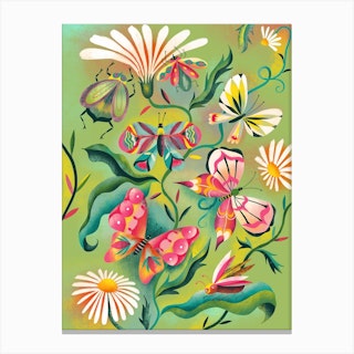 Birds Butterflies And Blooms Canvas Print