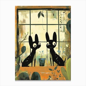 Two Dogs In The Window Canvas Print