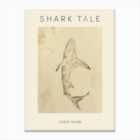 Lemon Shark Vintage Illustration 3 Poster Canvas Print