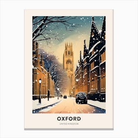Winter Night  Travel Poster Oxford United Kingdom 4 Canvas Print