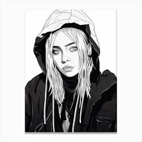 Billie Eilish B&W Portrait 1 Canvas Print