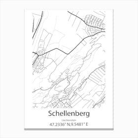 Schellenberg,Liechtenstein Minimalist Map Canvas Print