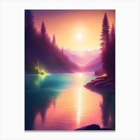 Sunset In The Forest Canvas Print