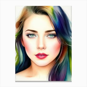 Woman With Colorful Hair Canvas Print